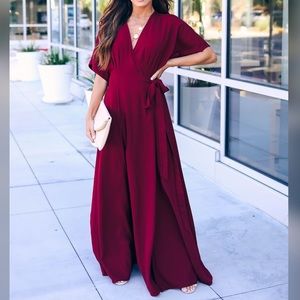 Burgundy Wrap Maxi Dress